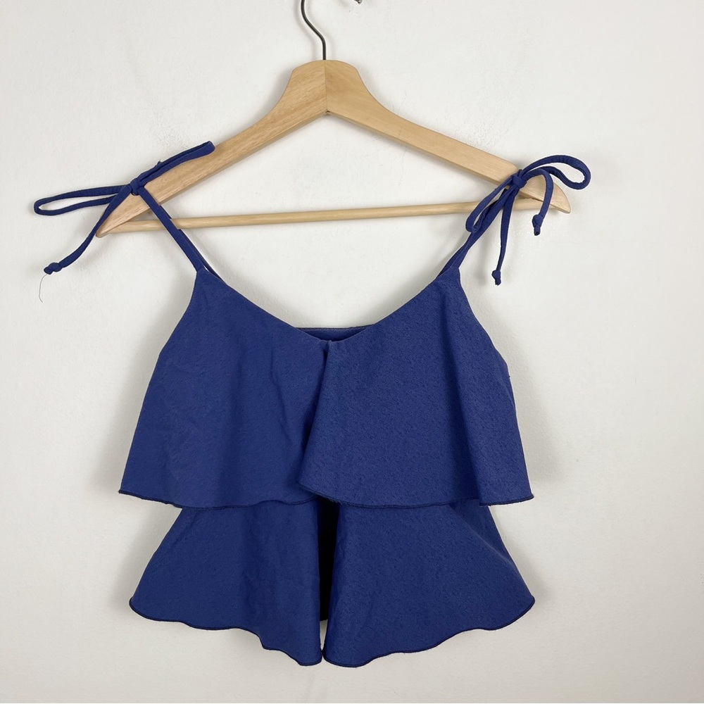 Lisa Marie Fernandez Blue Tankini Flare Peplum Top Size 1